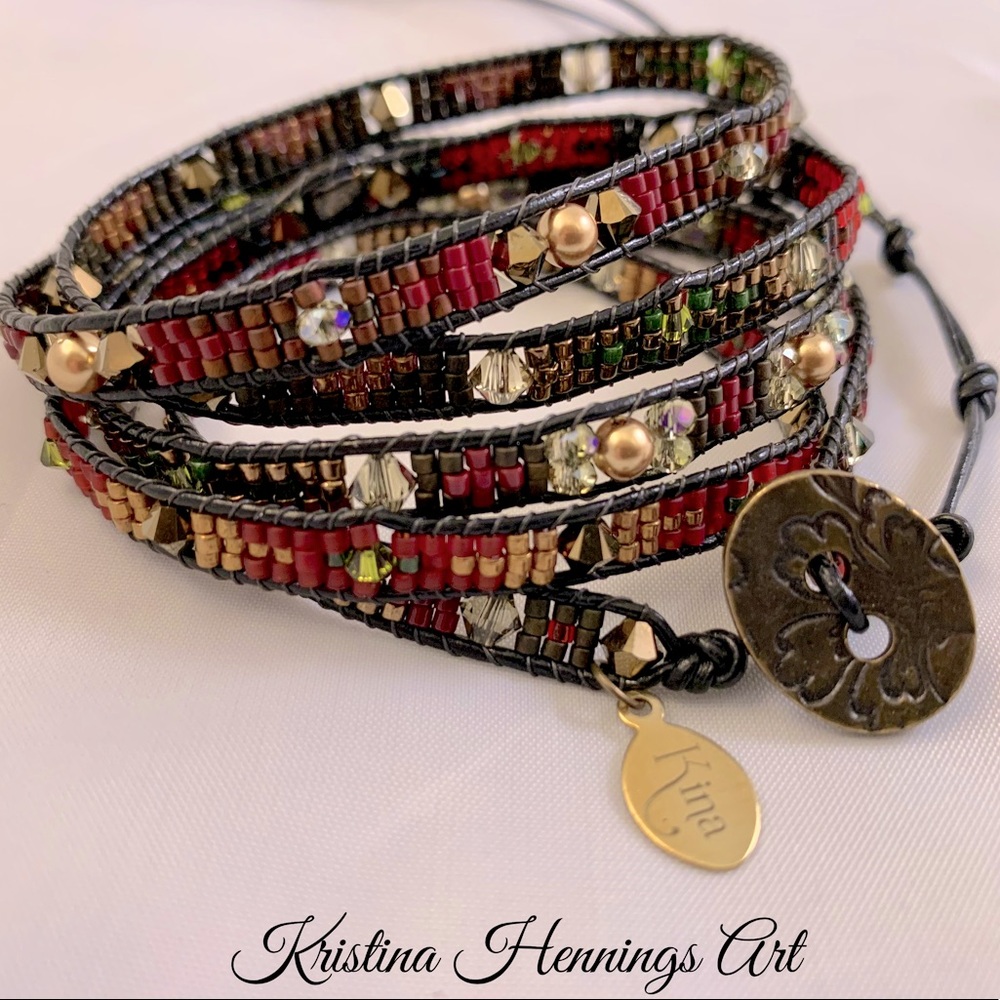 Beaded Leather Wrap Bracelet